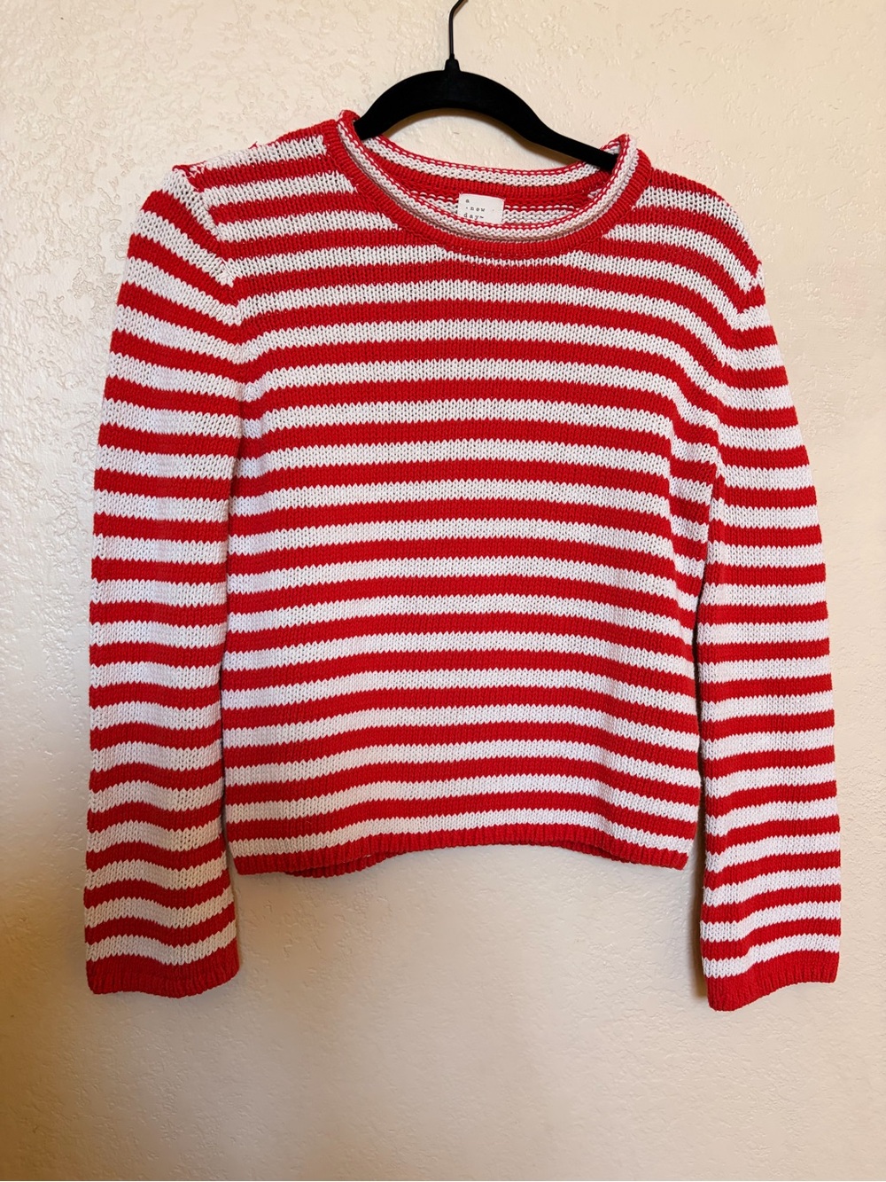 a new day Red & White Striped Crewneck Sweater